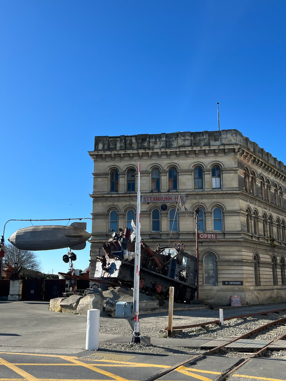 Steampunk HQ limestone facade