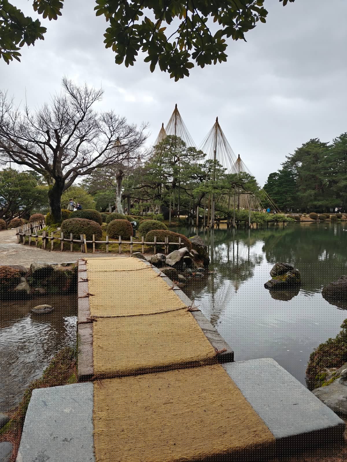 Stone causeway across pond