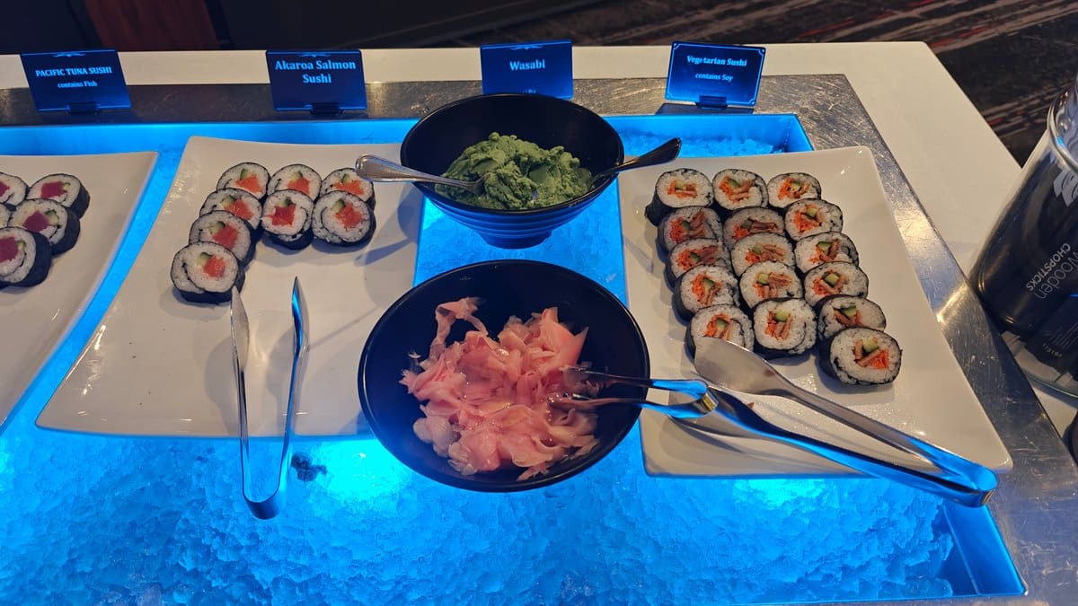 Sushi rolls on ice