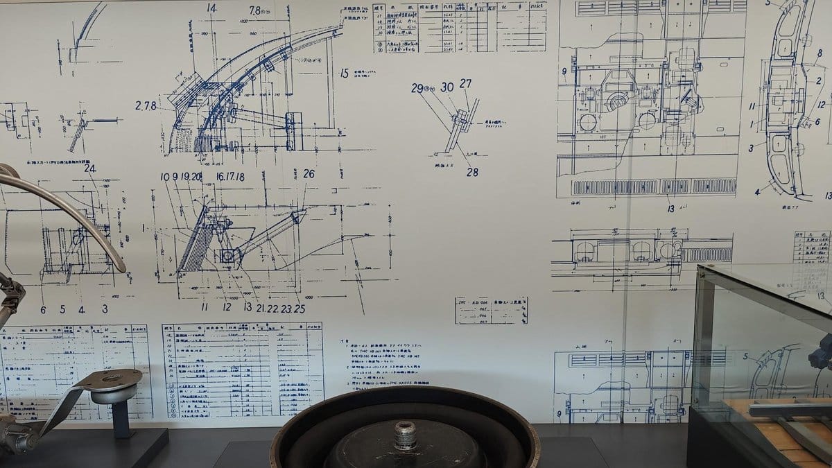 Technical engineering blueprints display