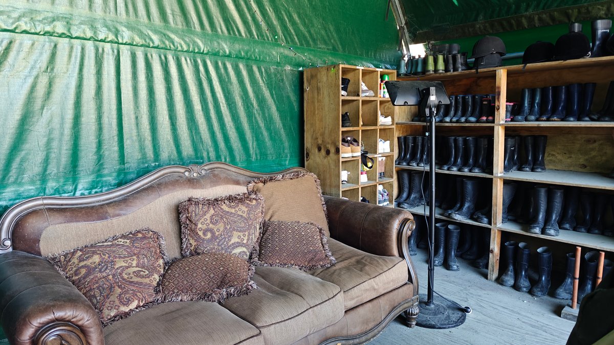 The brown vintage sofa in the tent with