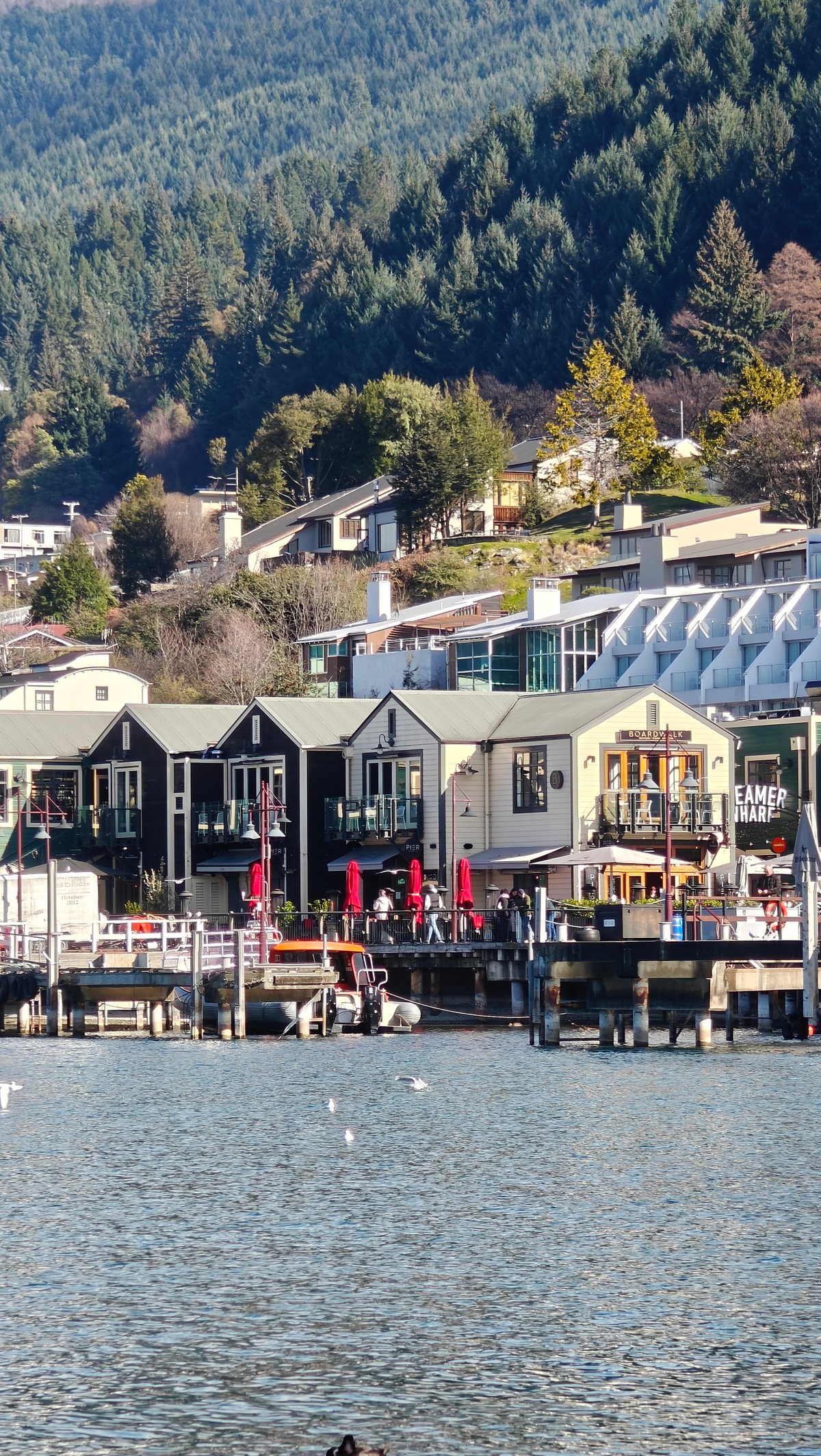 The Queenstown waterfront buildings - restaurants and bars