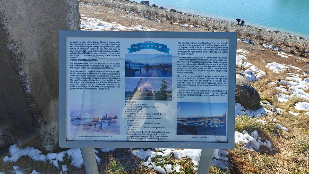 'The Story of Lake Tekapo Footbridge' information board