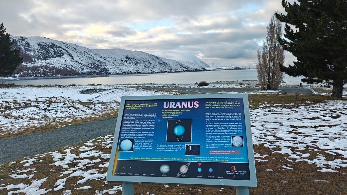 The 'Uranus' information board of the Lake Tekapo