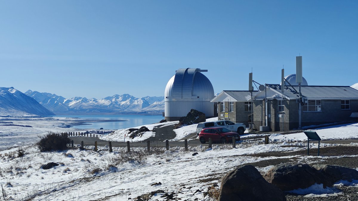 The white domed Mt John Observatory telescope building