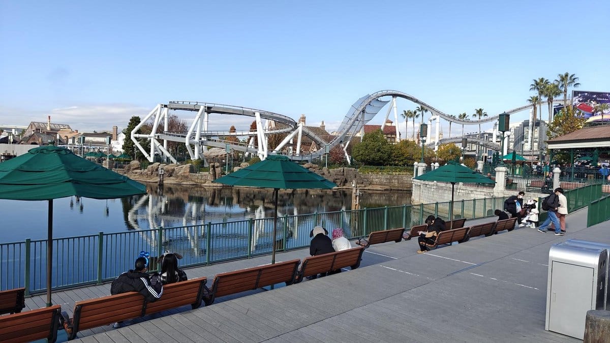 Theme park with roller coaster view