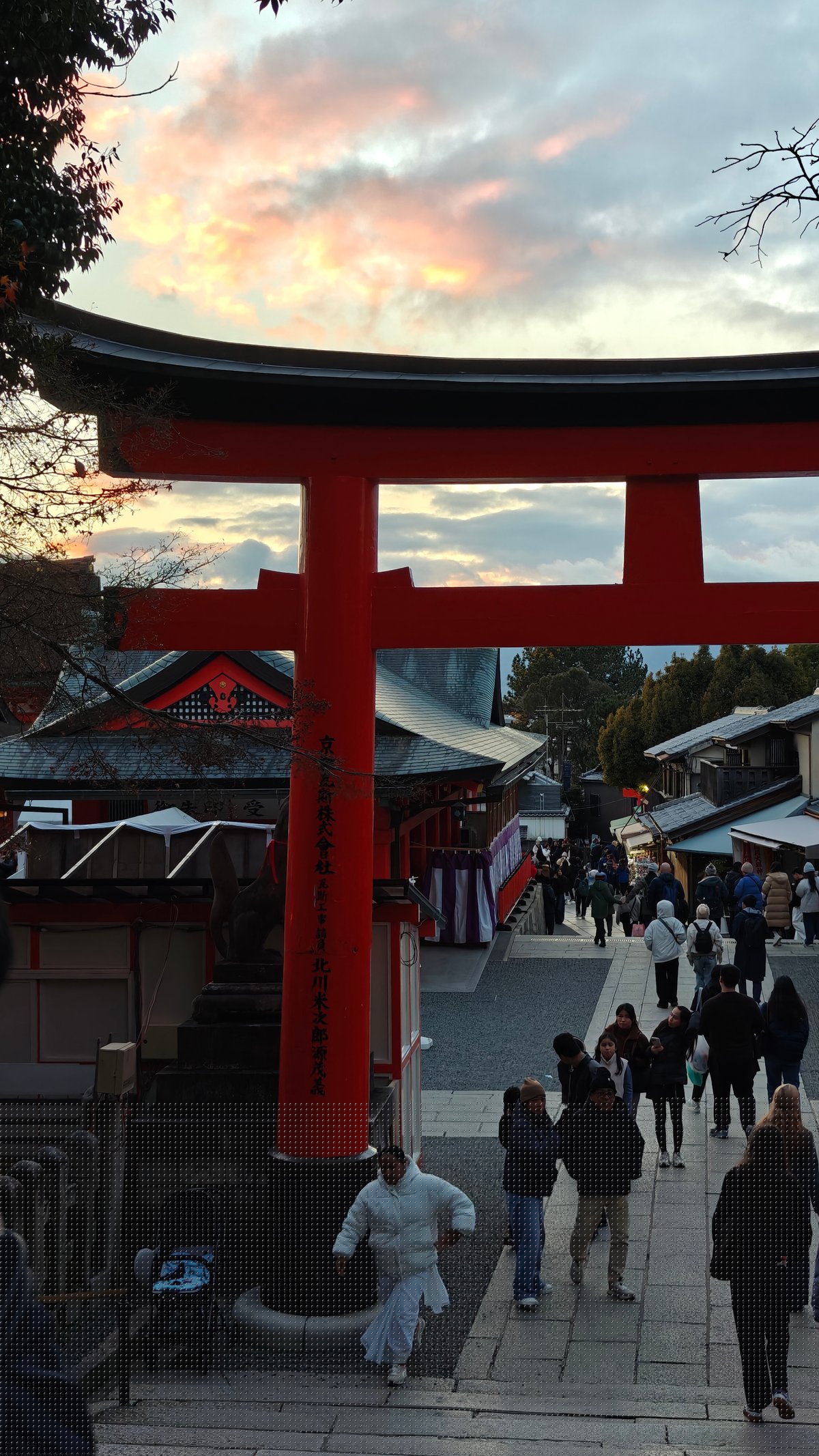 Torii colourful sunset sky plaza