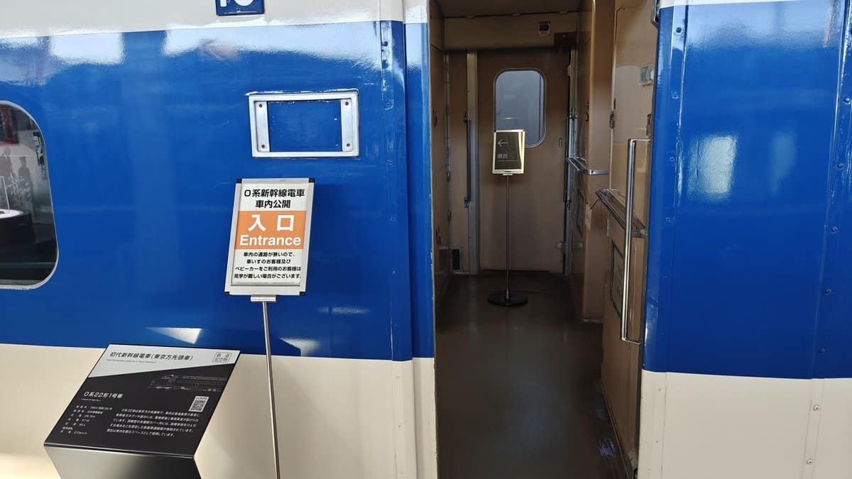 Train entrance with blue exterior