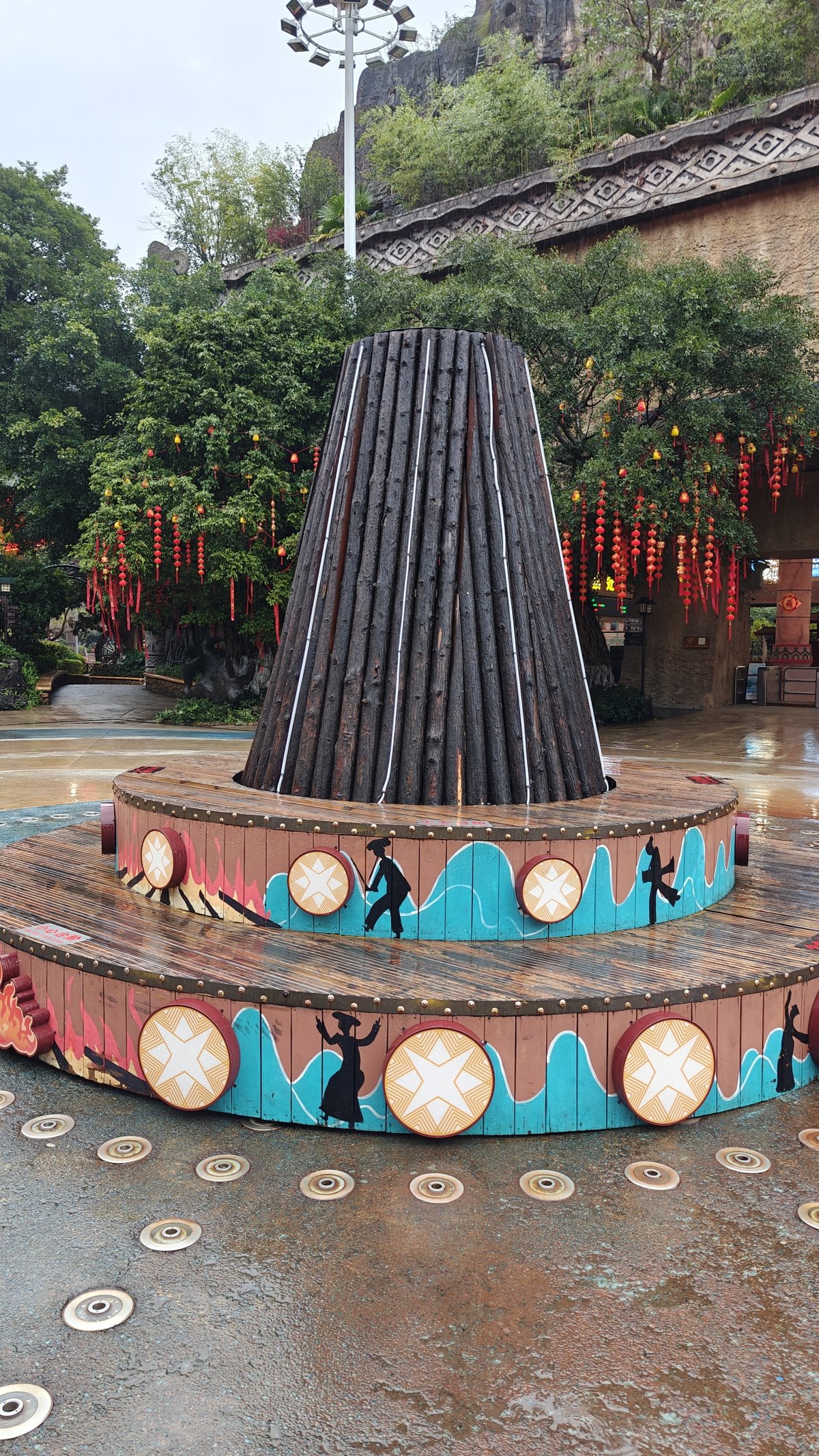 Tribal bonfire platform tepee