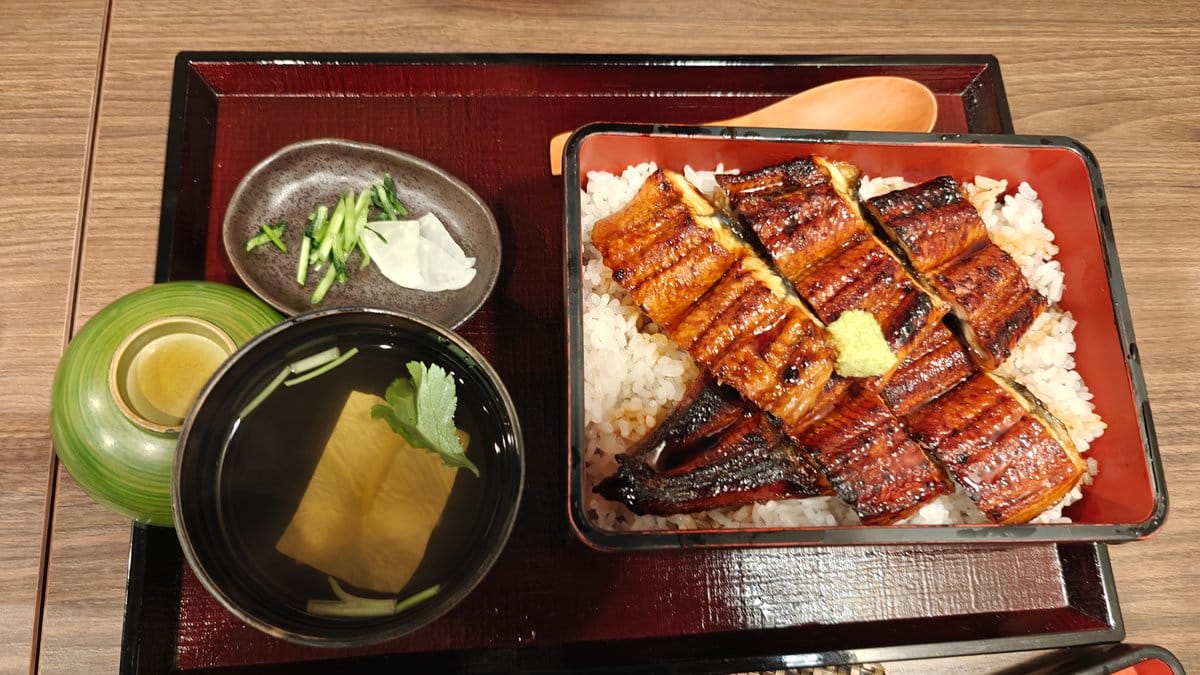 Unagi set with soup and tea