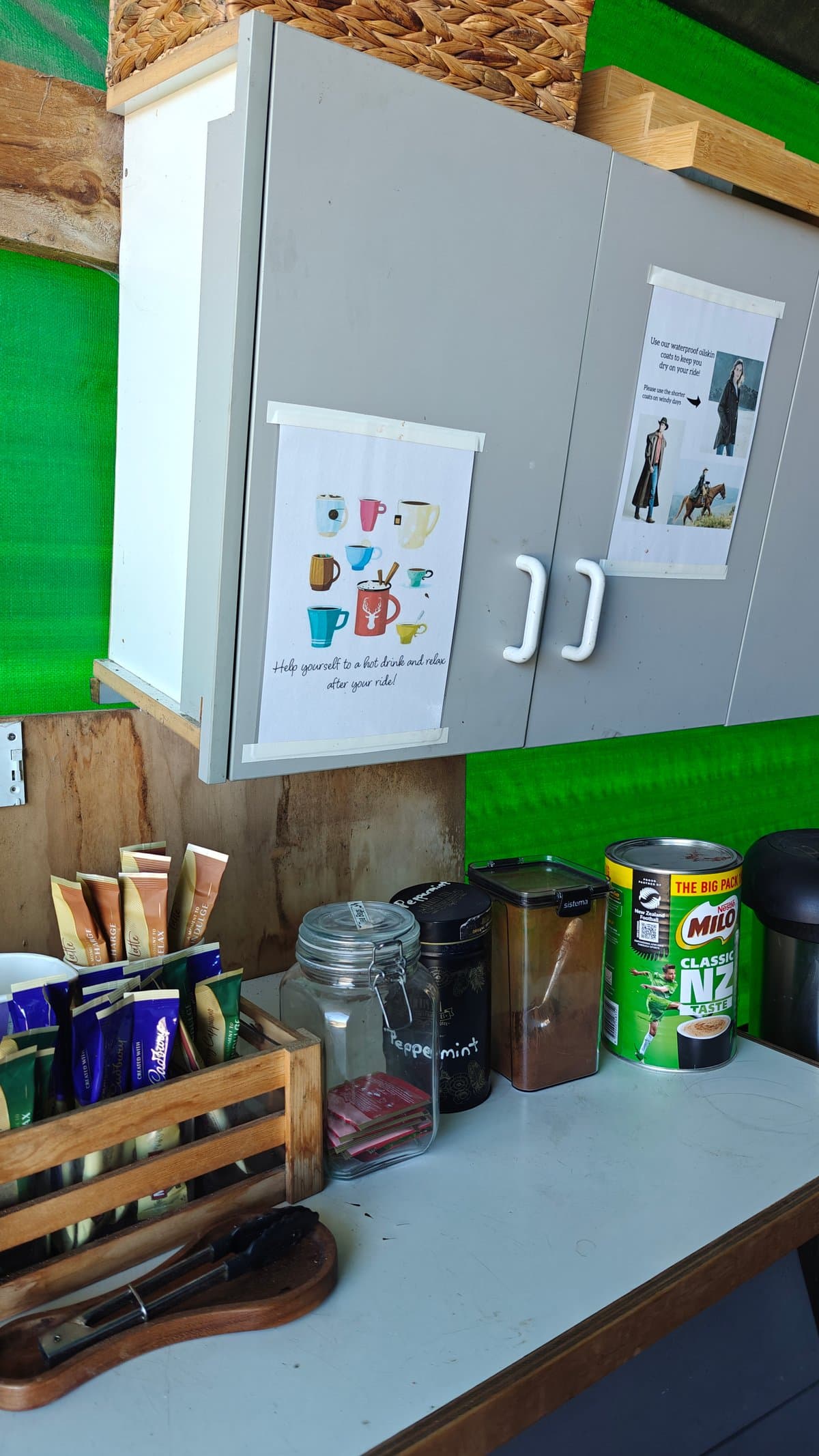 Vertical view of the refreshments counter and the