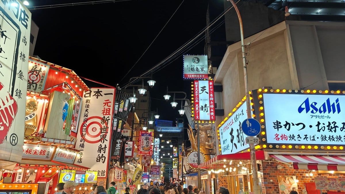 Vibrant street with illuminated signs