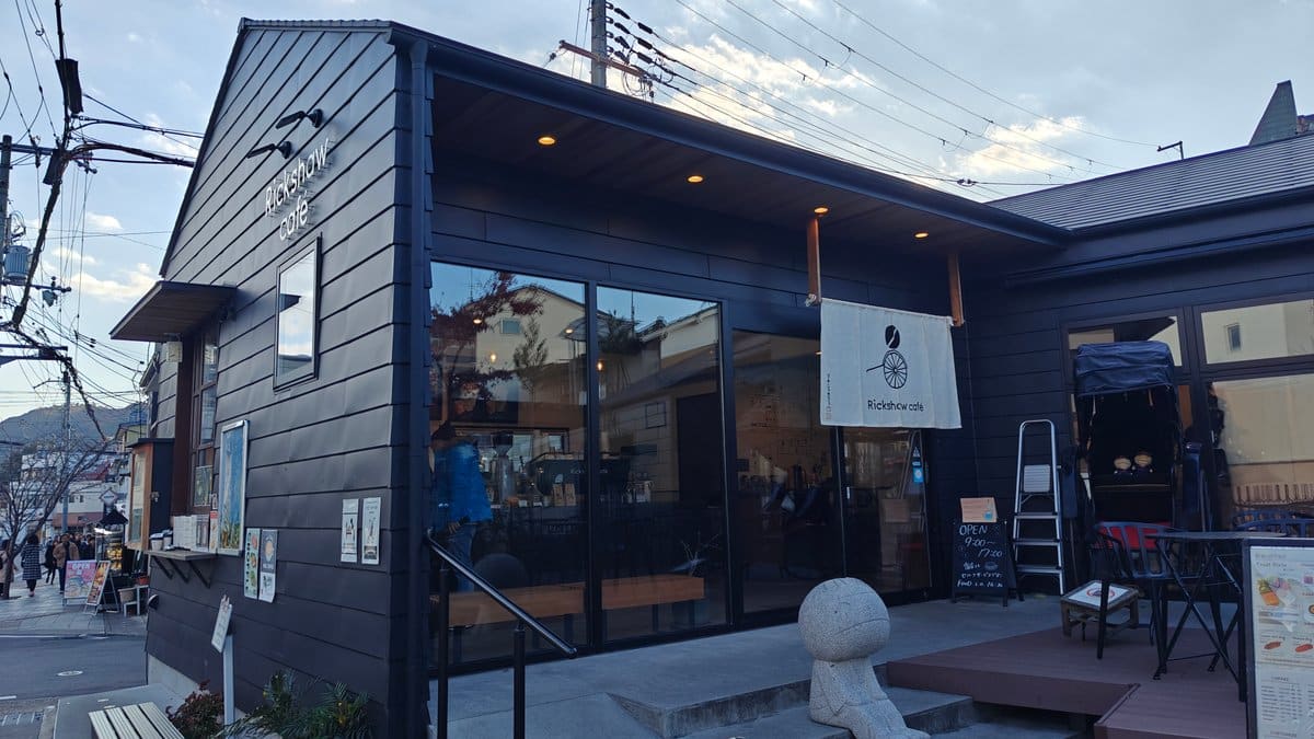 Wider exterior of Rickshaw café showing the building