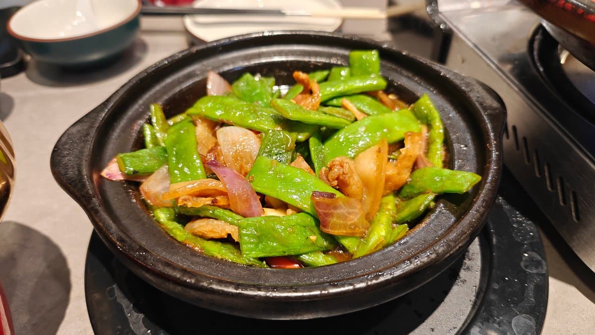 Blistered green chili with pork