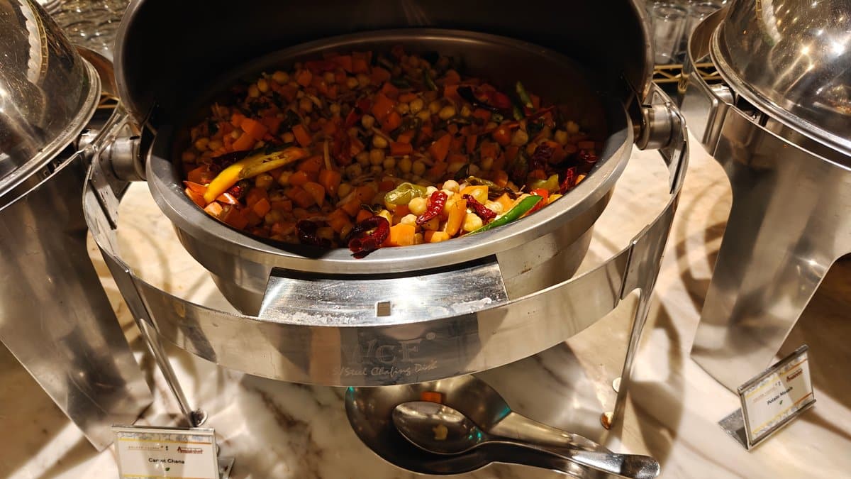 Chafing dish of Carrot Chana (carrot and chickpea