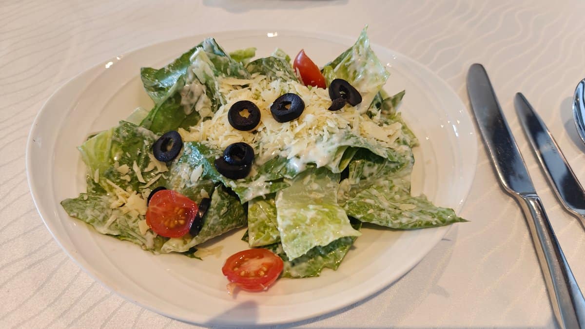 Classic Caesar salad plated dish
