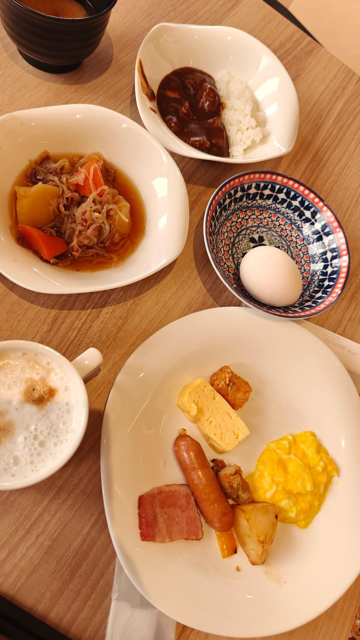 Composed breakfast plate eggs