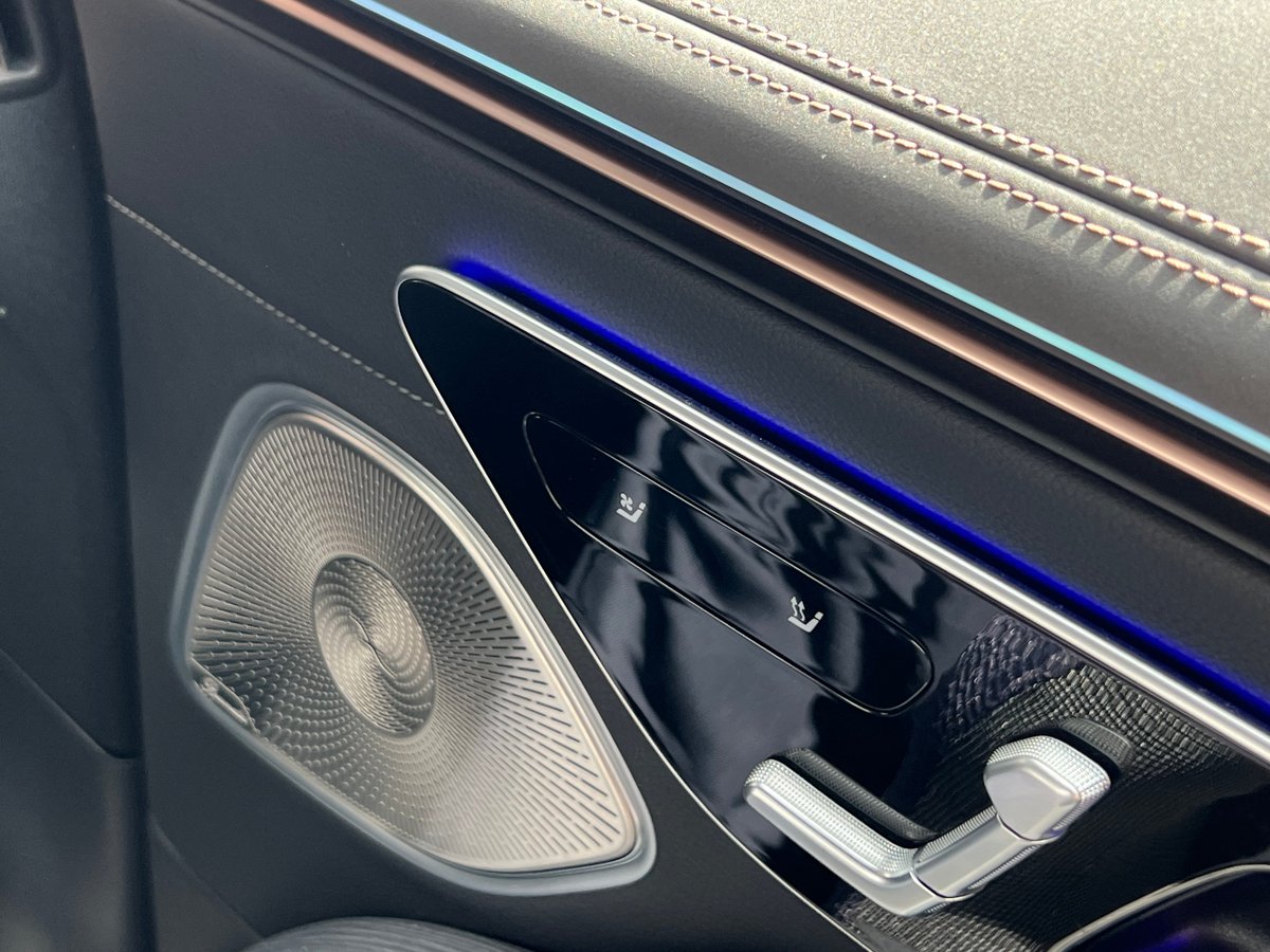 Detail of the car door interior trim showing
