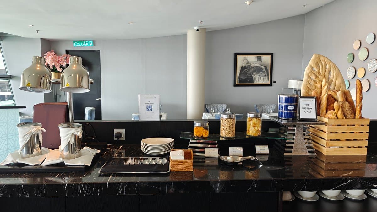 Dining room buffet counter with jars labelled 'Dried