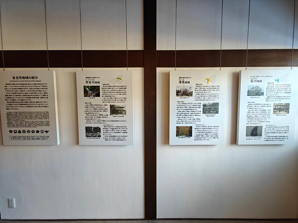 Exhibition Room B. The introductory panel 「各支所地域の紹介」(Introduction to