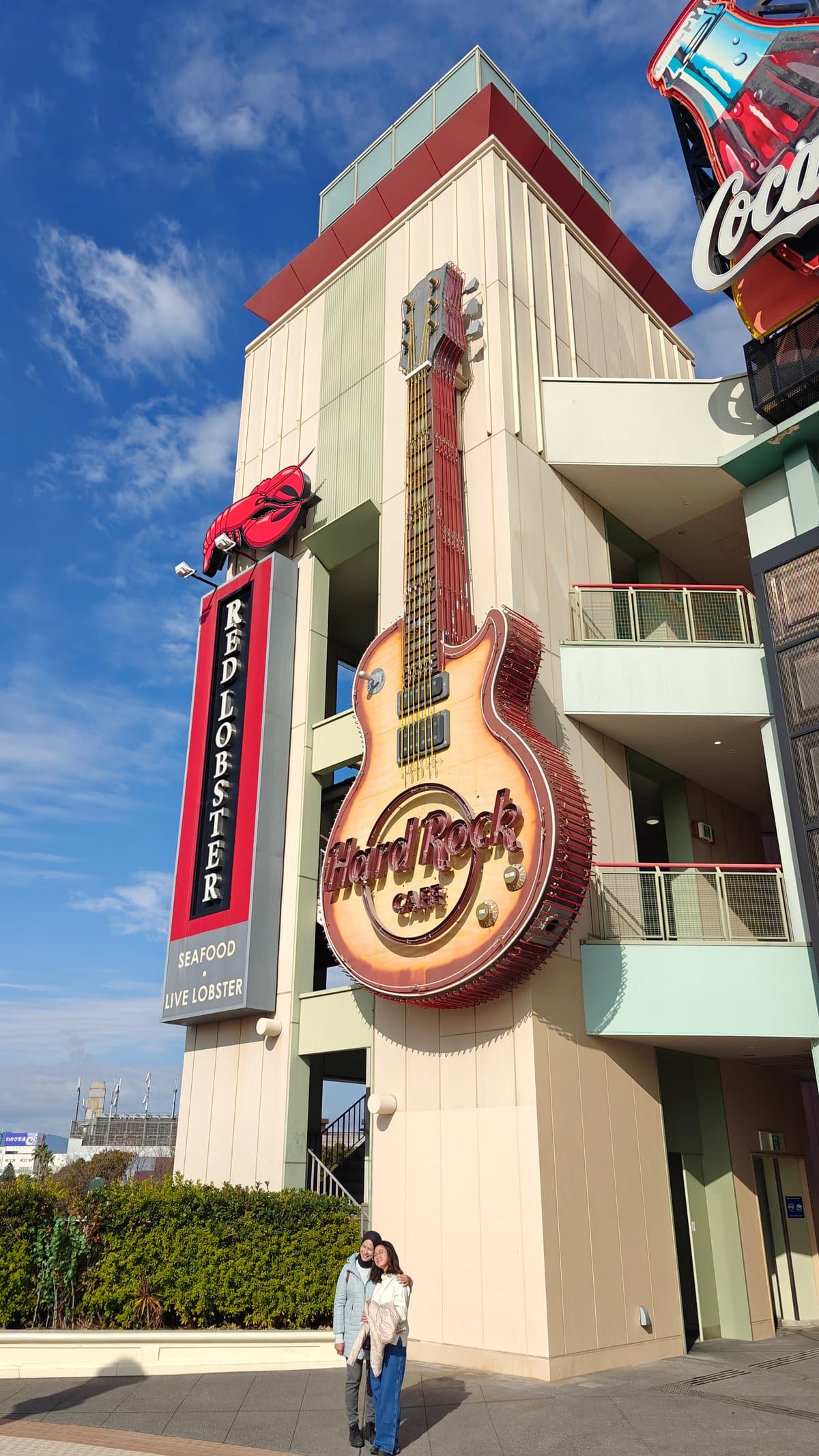 Hard Rock Cafe with giant guitar and Red