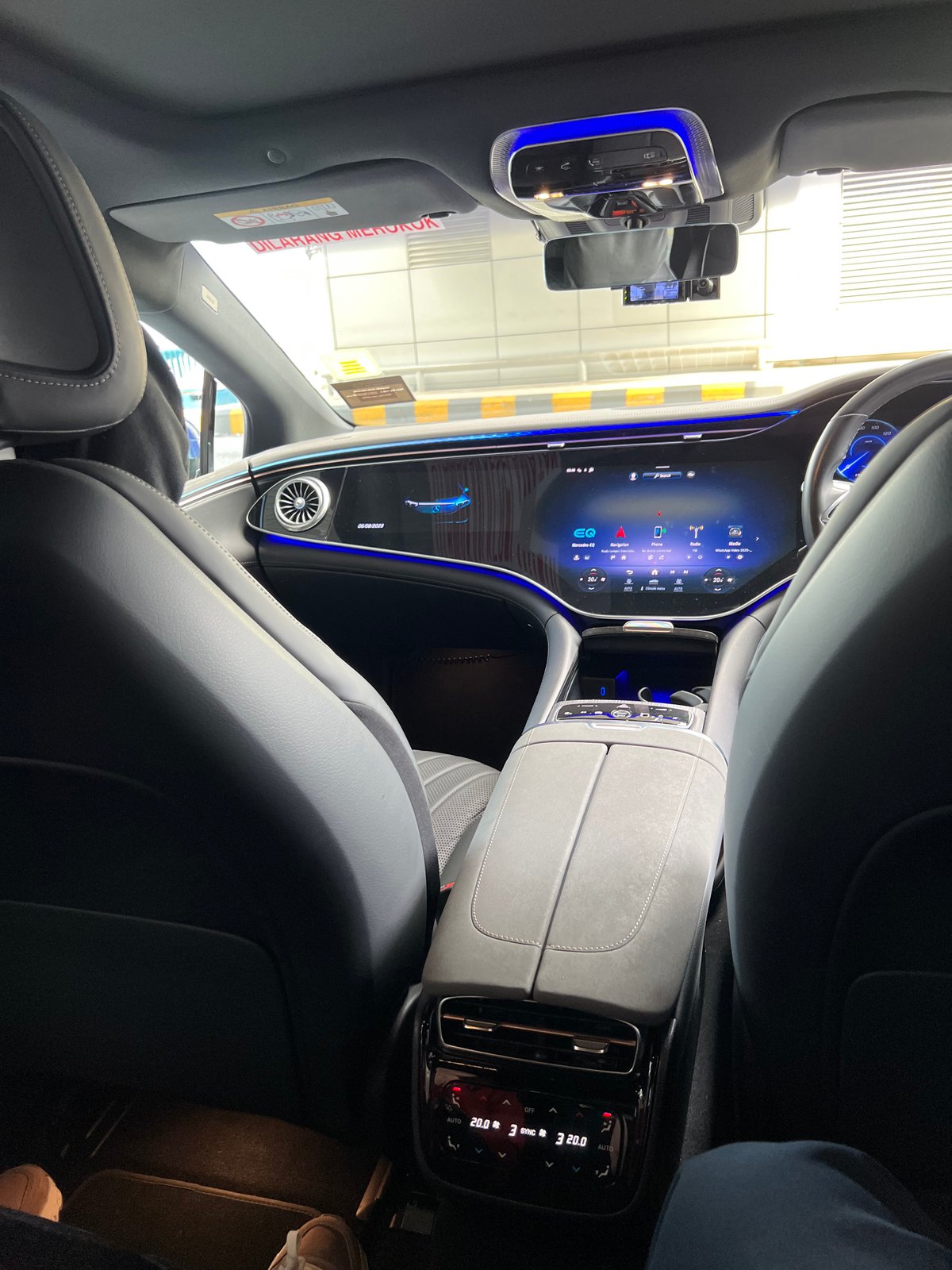 Interior of the Mercedes-Benz EQS private transfer car,