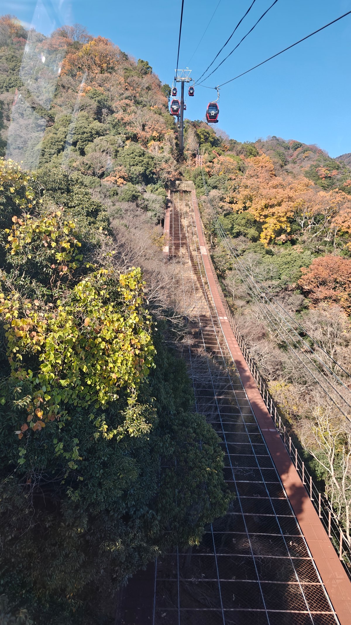 Looking straight down the cable line from the