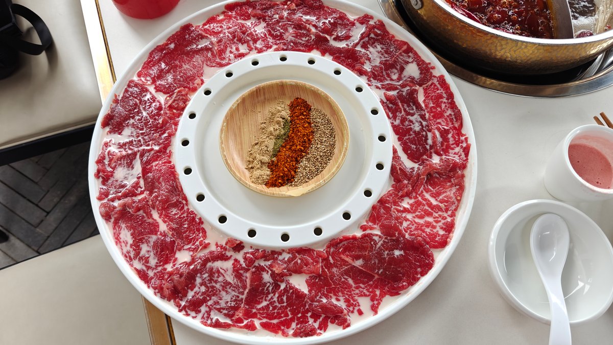 Marbled beef platter close-up