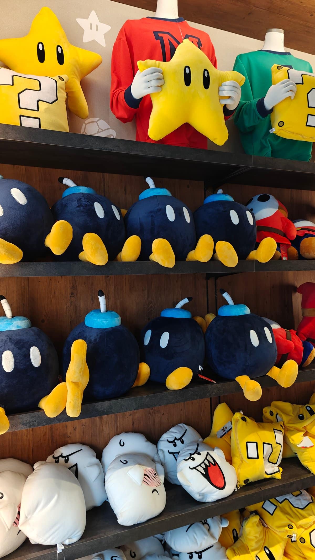 Mario Super Star and Bob-omb plush toys on