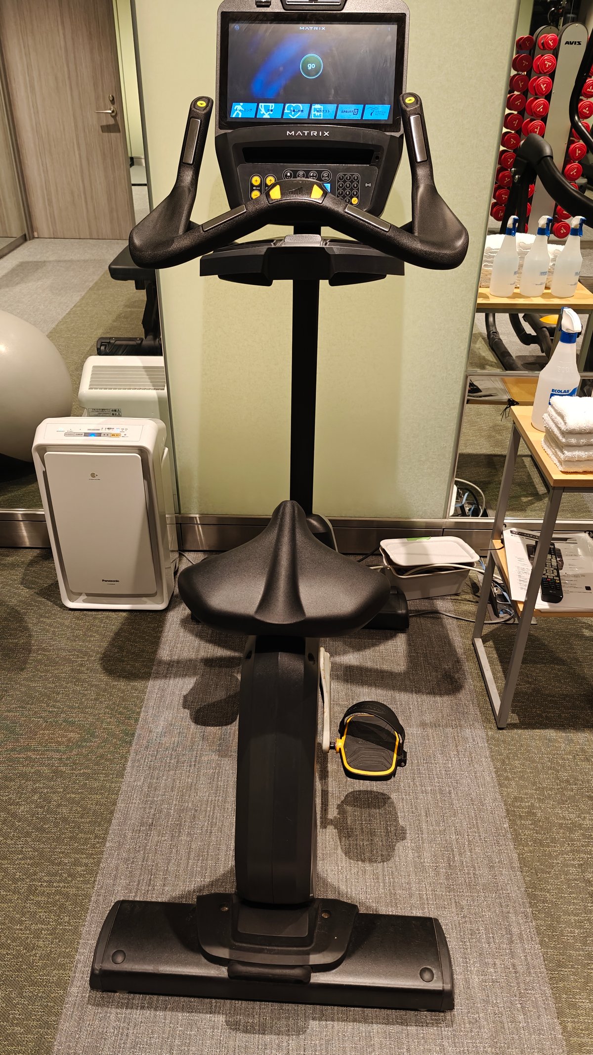 Matrix brand stationary exercise bike from frontal view