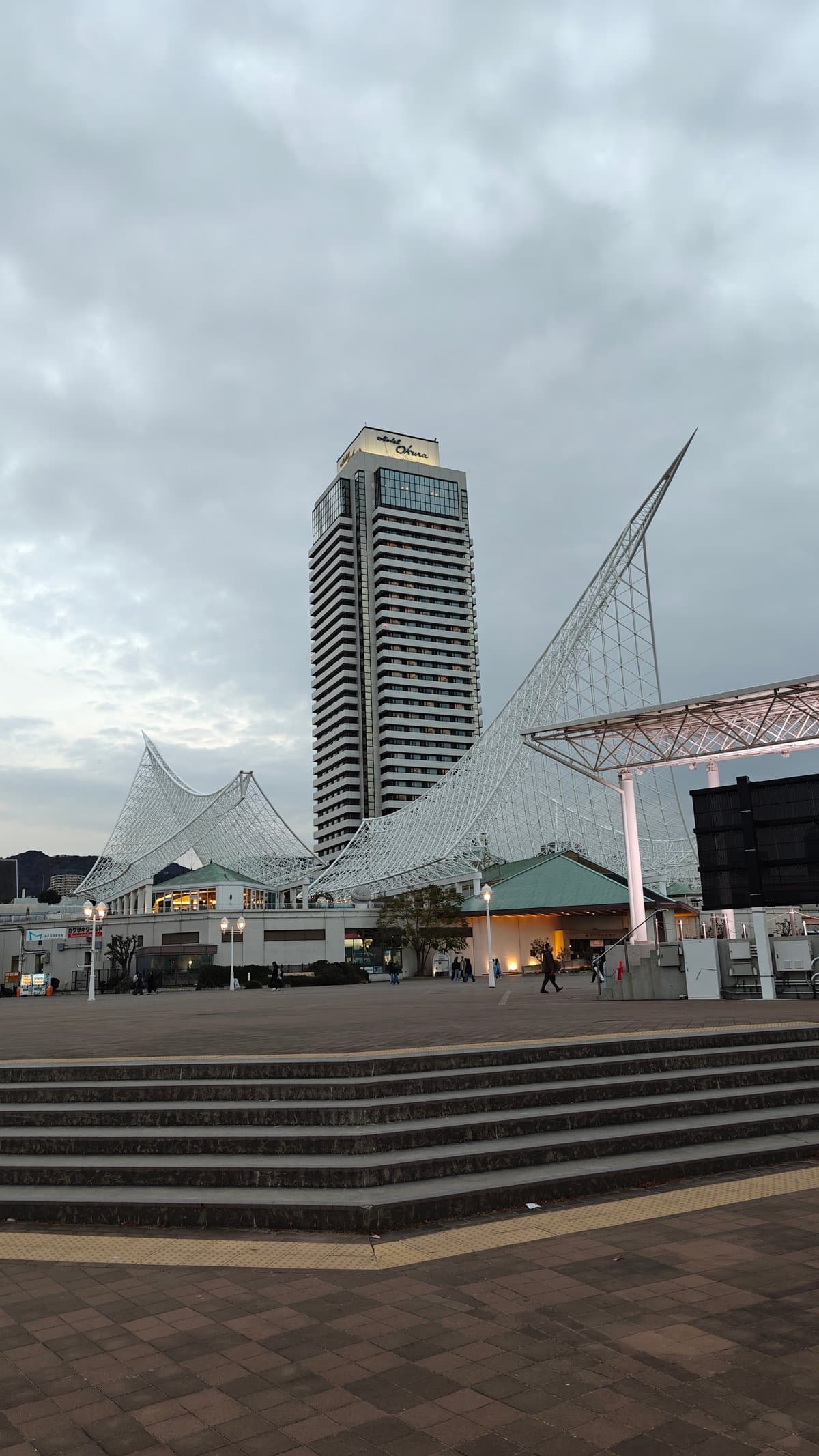 Meriken Park plaza with the white Maritime Museum