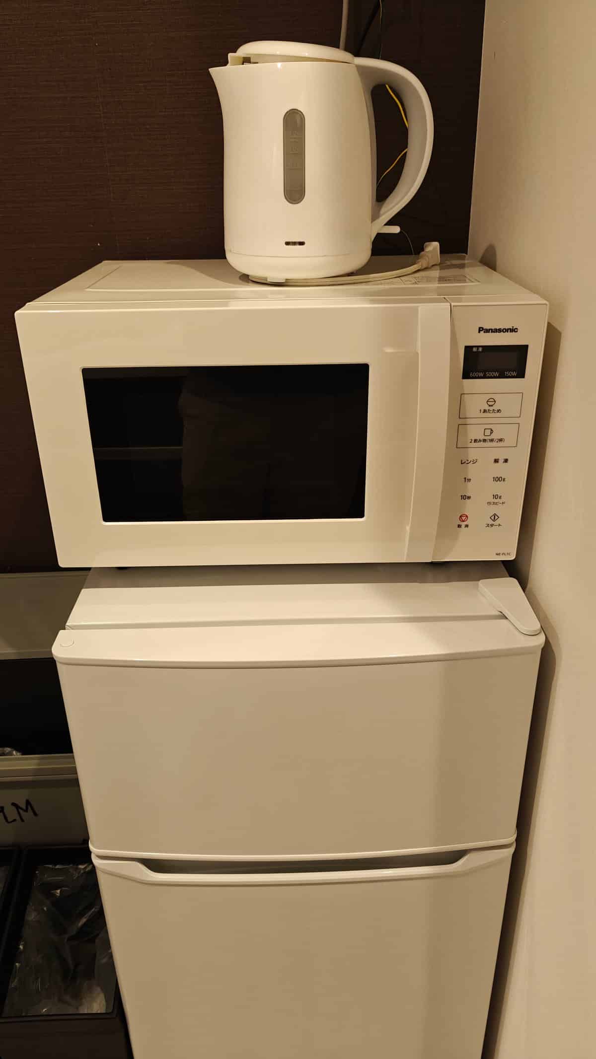 Mini fridge microwave and kettle