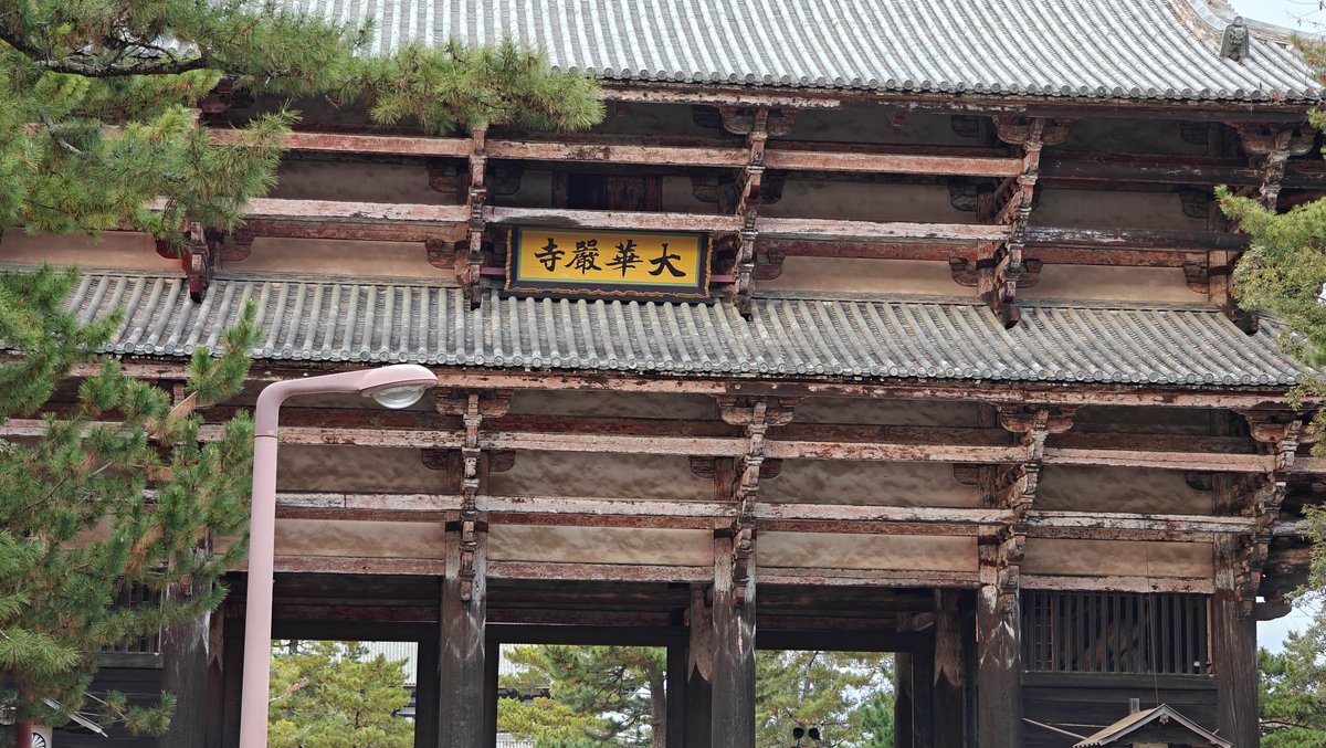 Nandaimon gate close-up showing golden Daigonsoji nameplate and