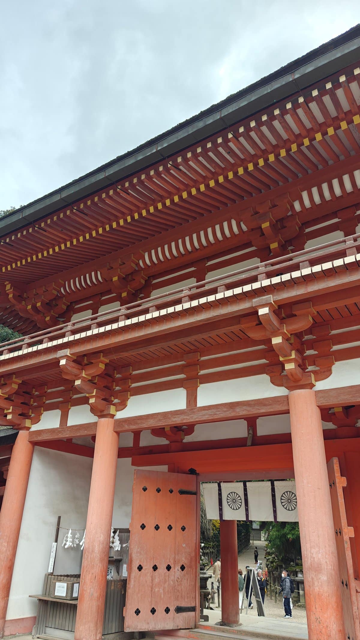 Ornate vermilion shrine exterior