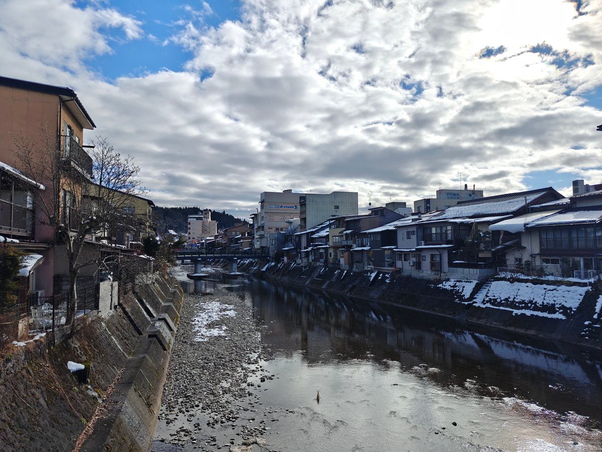 Pebbled winter riverbed scene