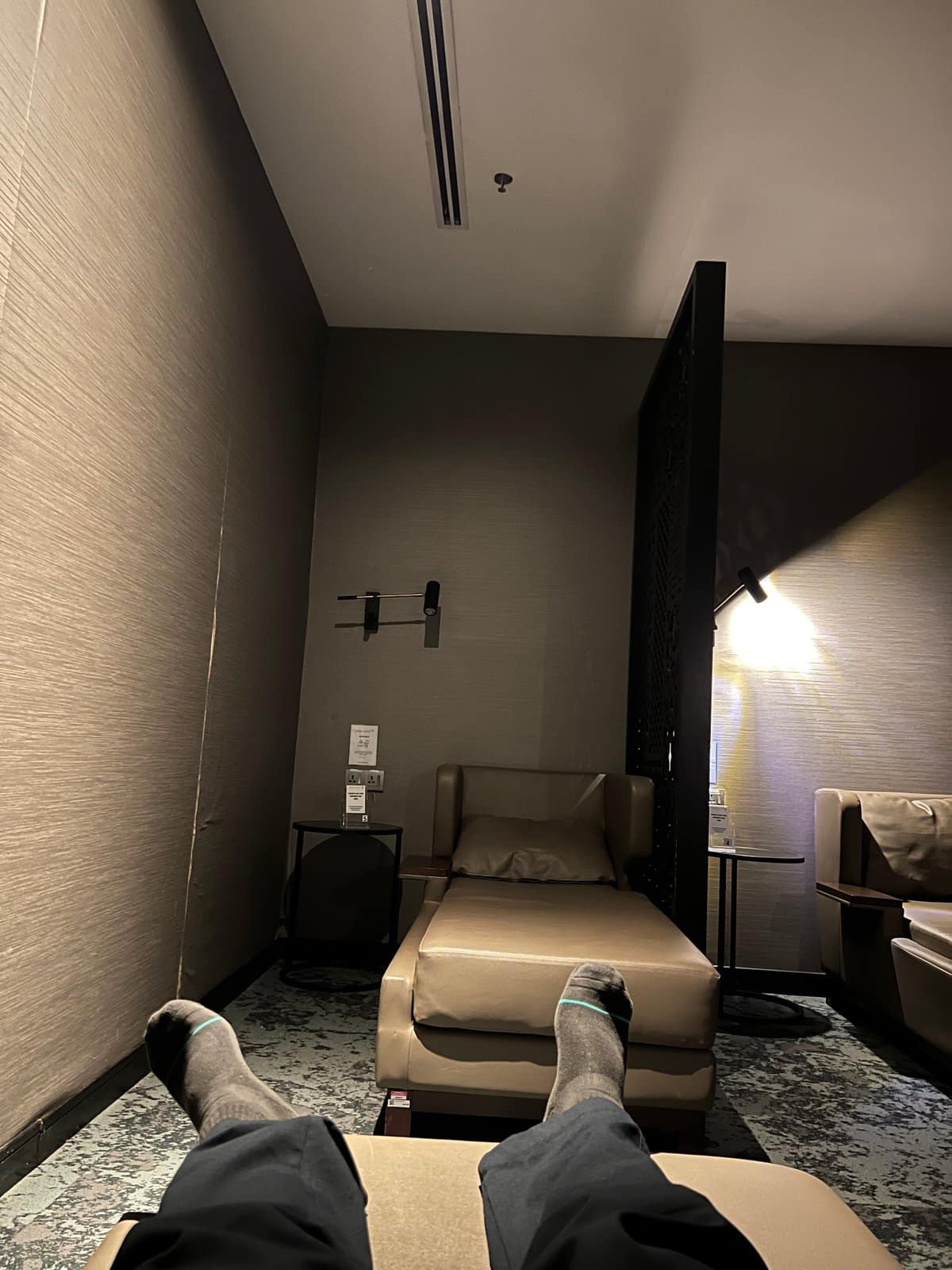 Private leather relaxation chaise pod