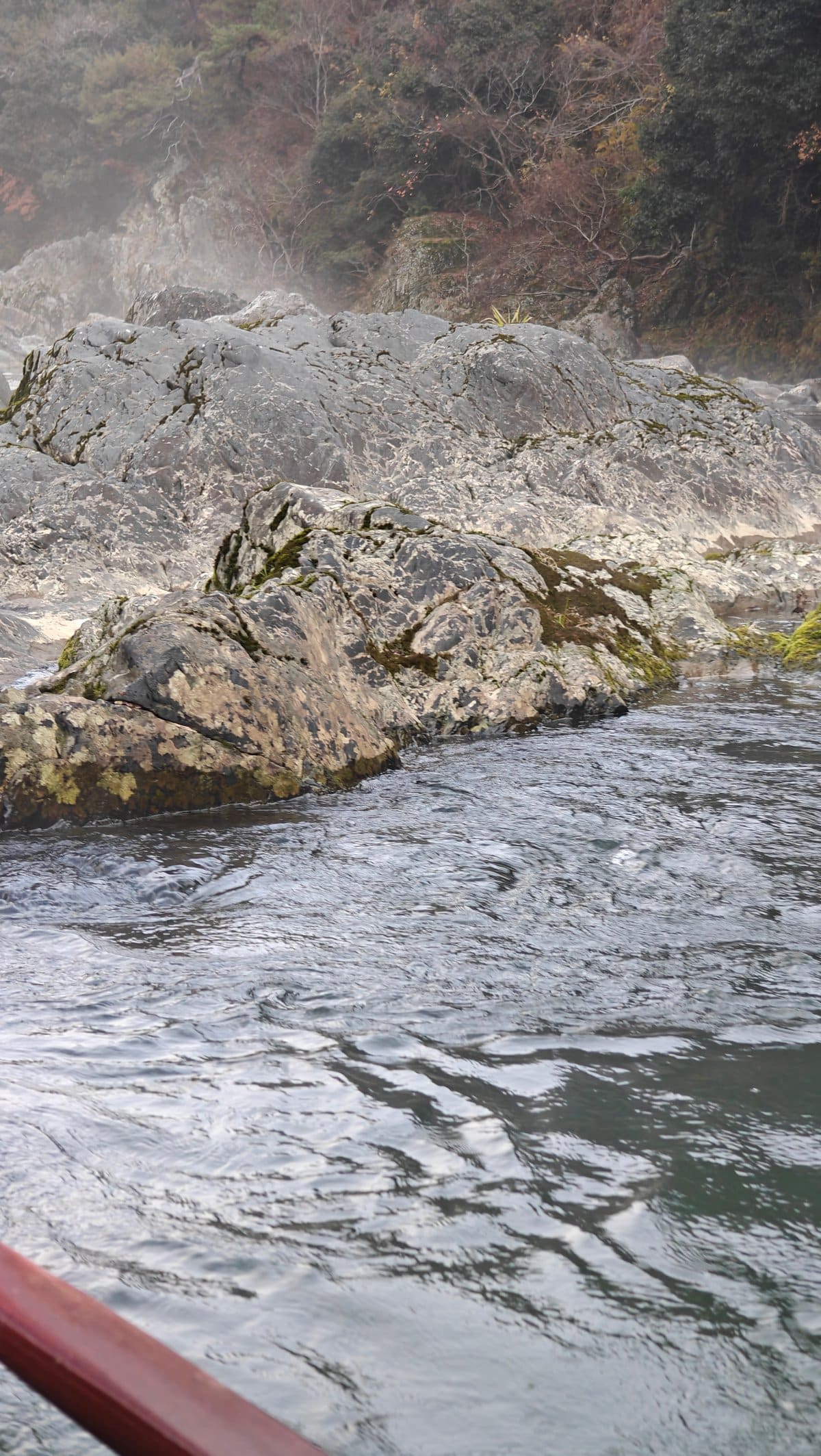 Rapids rushing over river rocks