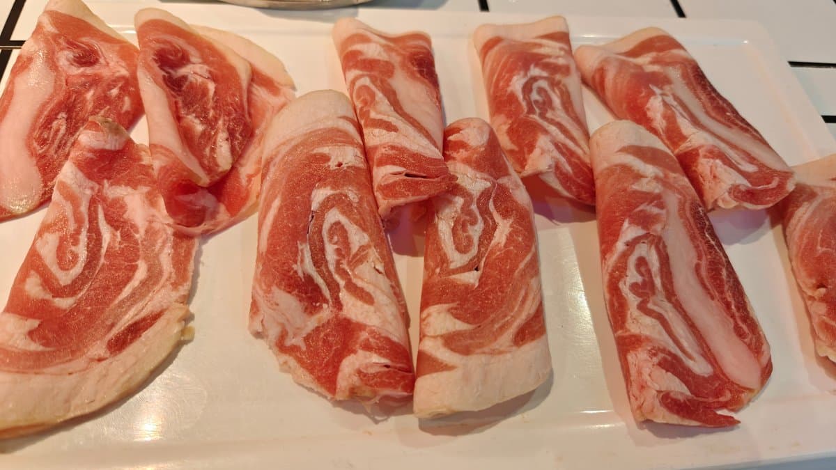 Raw pork belly for hotpot