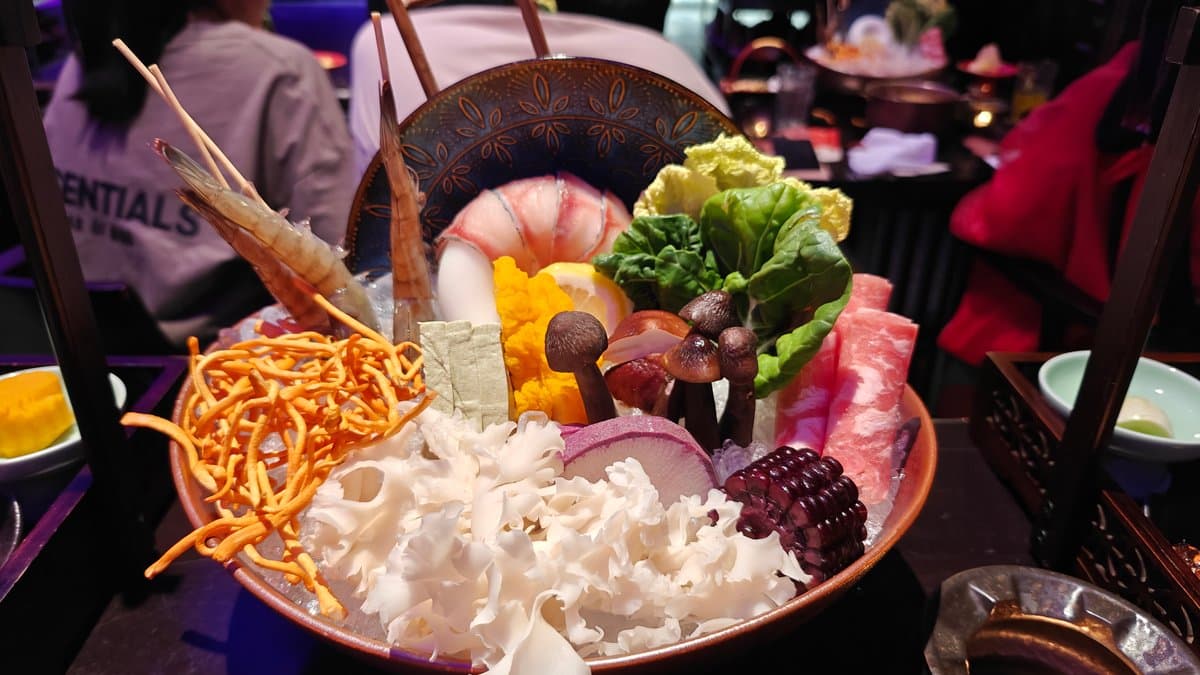 Shared hotpot ingredients platter