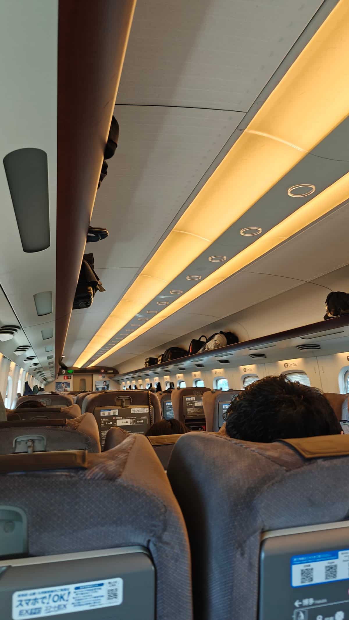Shinkansen (Nozomi) Green Car interior looking down the