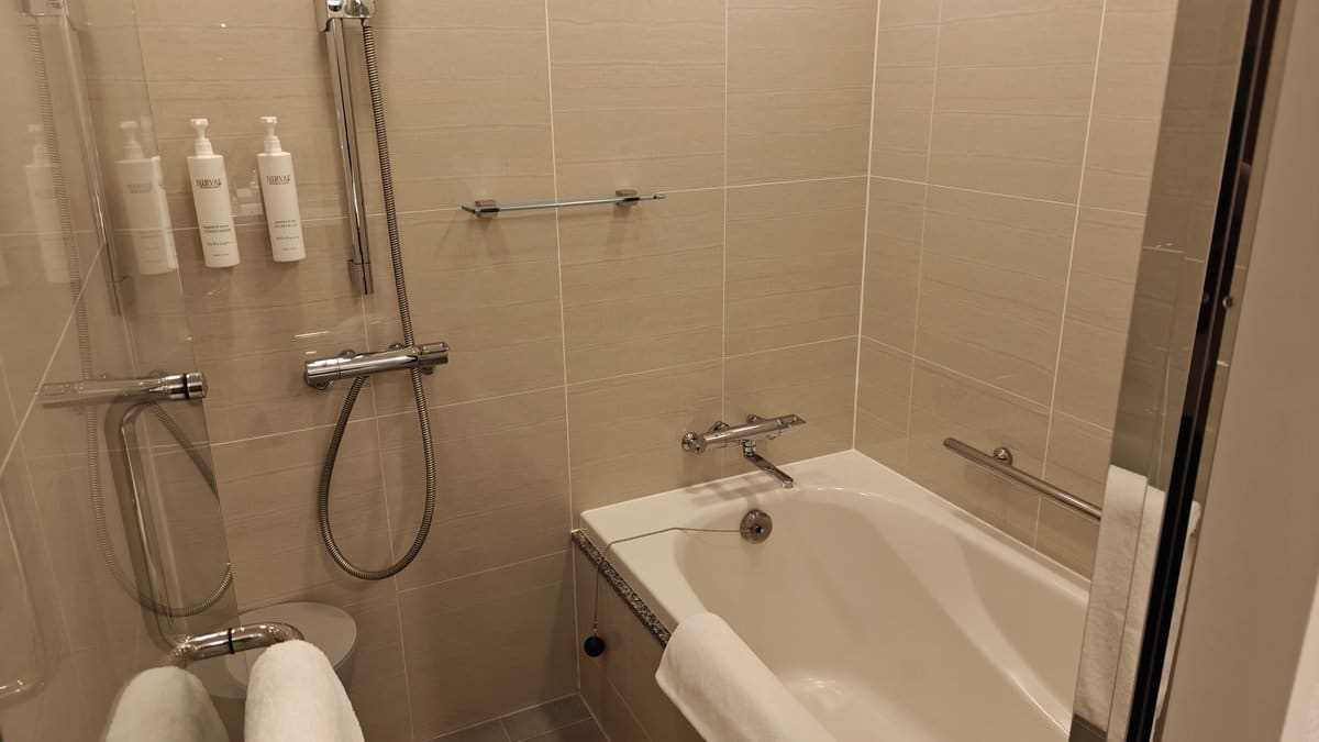 Shower area with toiletries