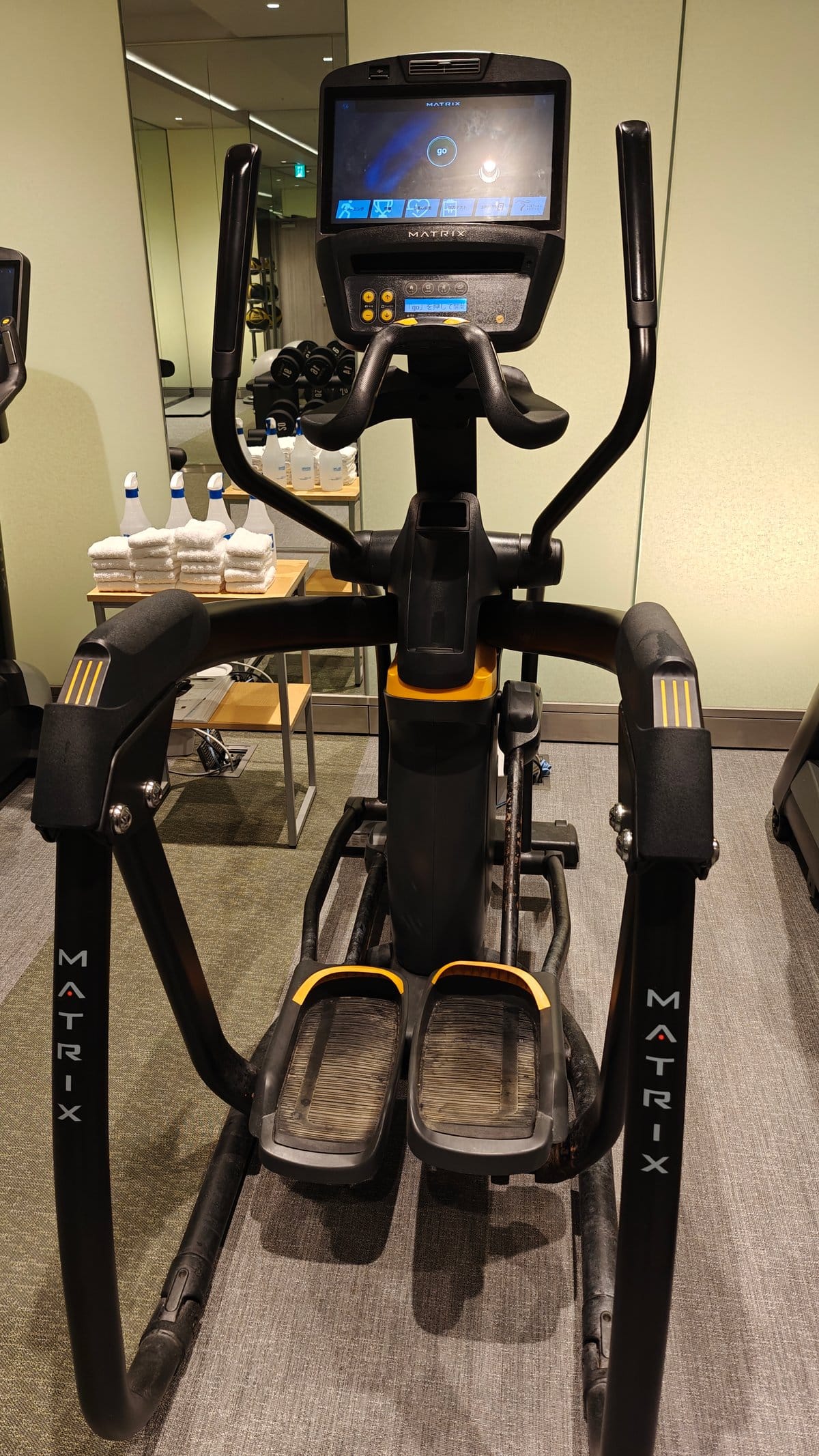 Stationary exercise bike with Matrix digital console and