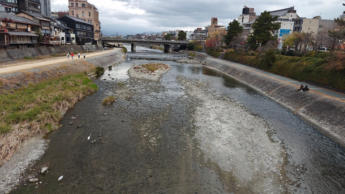 The Kamo River and its banks with a
