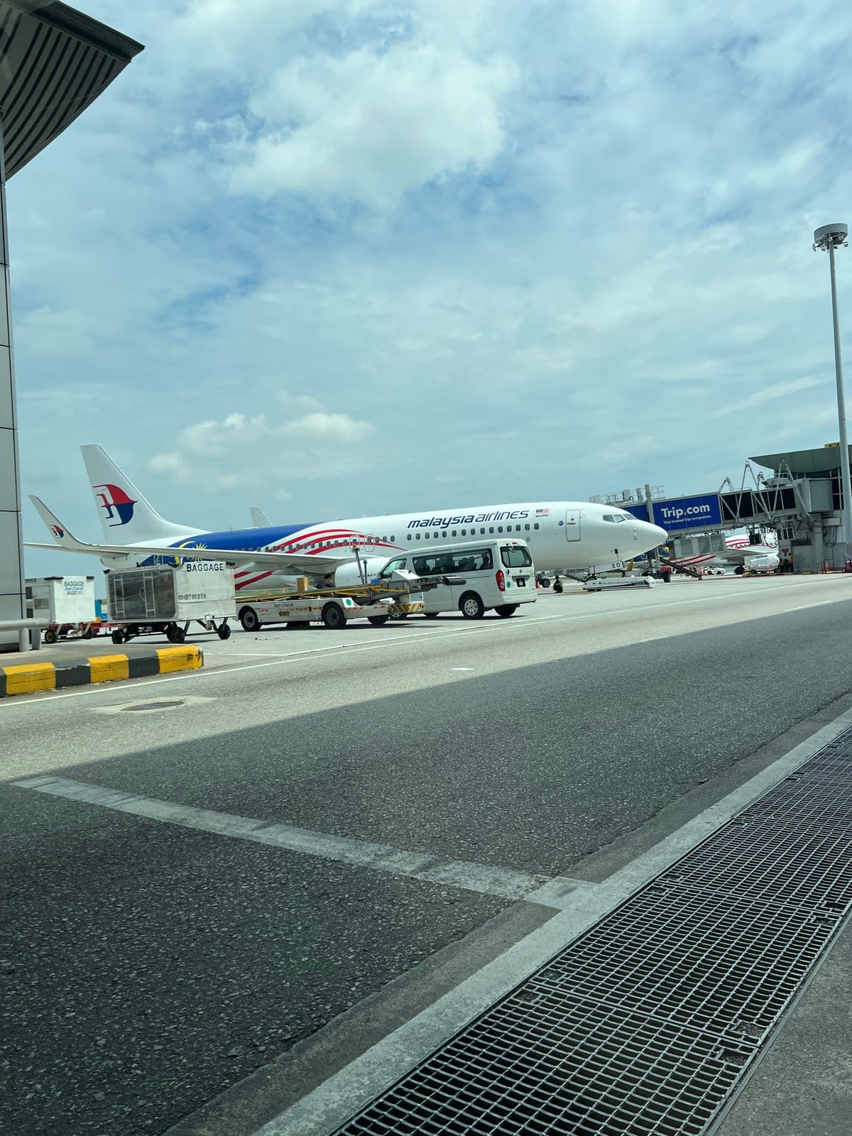 View across the airport apron from the transfer
