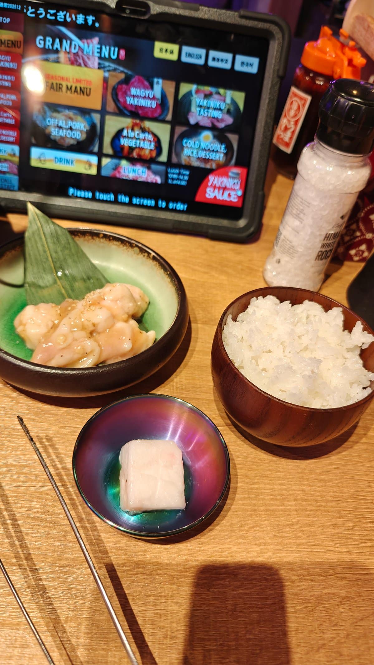 Yakiniku table setting spread