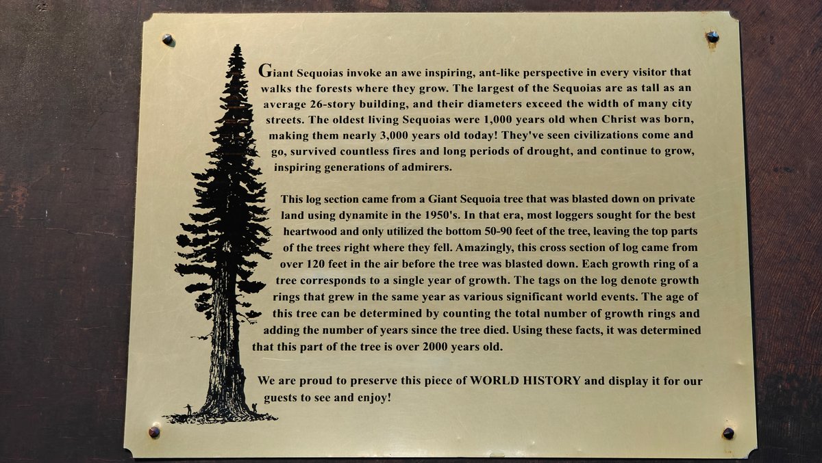 A brass plaque explaining that this section came