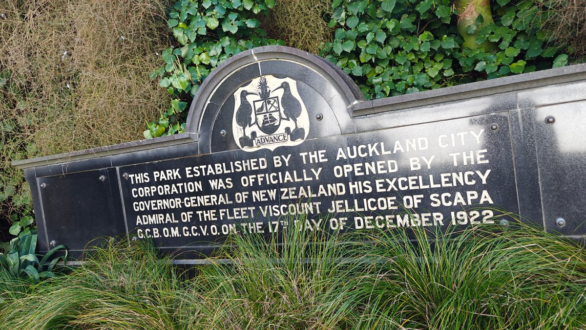 A bronze plaque recording that the park was