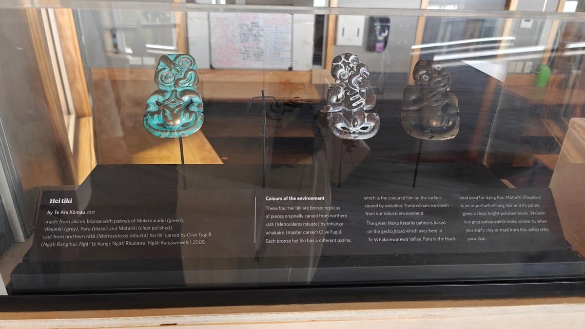 A case of cast figures in glass and