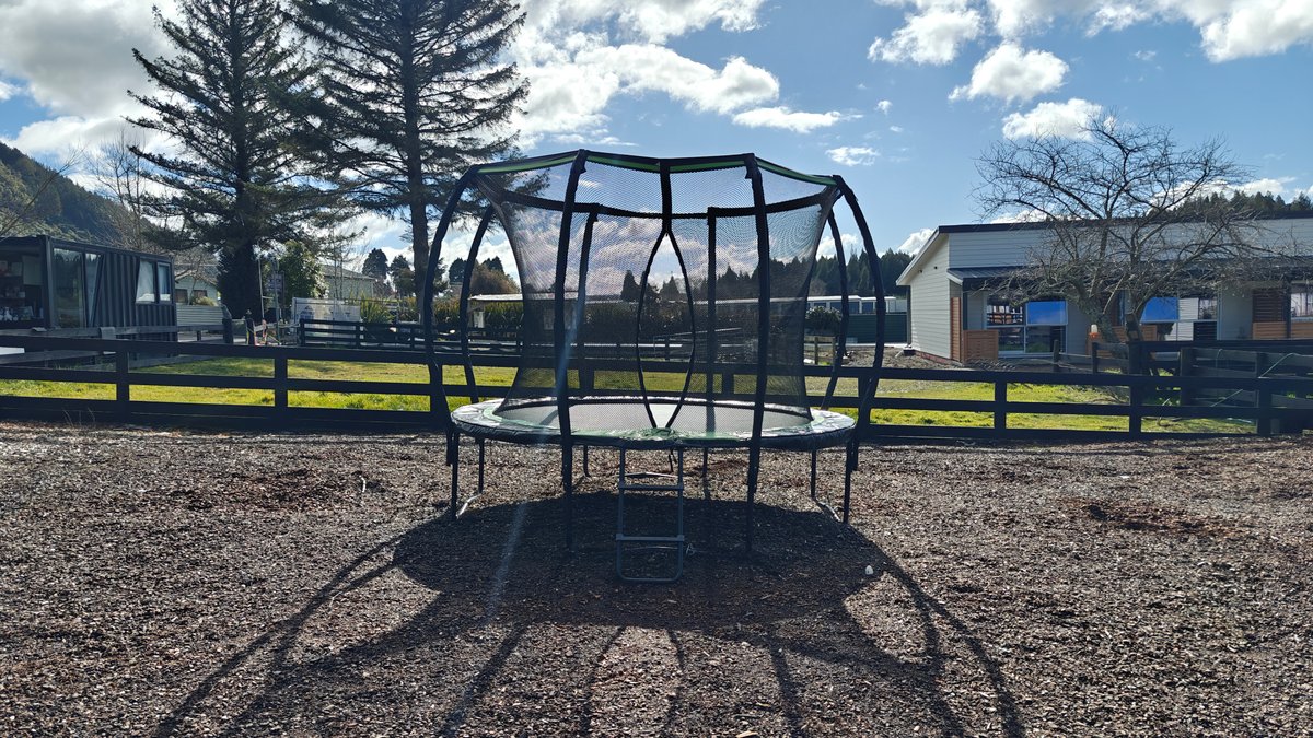A dome climbing frame in the middle of