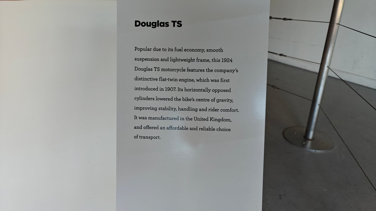 A Douglas TS label explaining the 1924 machine